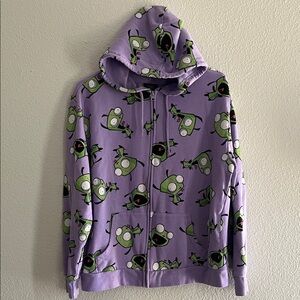 Invader Zim Character All Over Print Adult Lavender Zip Up Hoodie